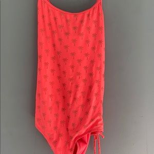 justice hot pink palm tree bathing suit